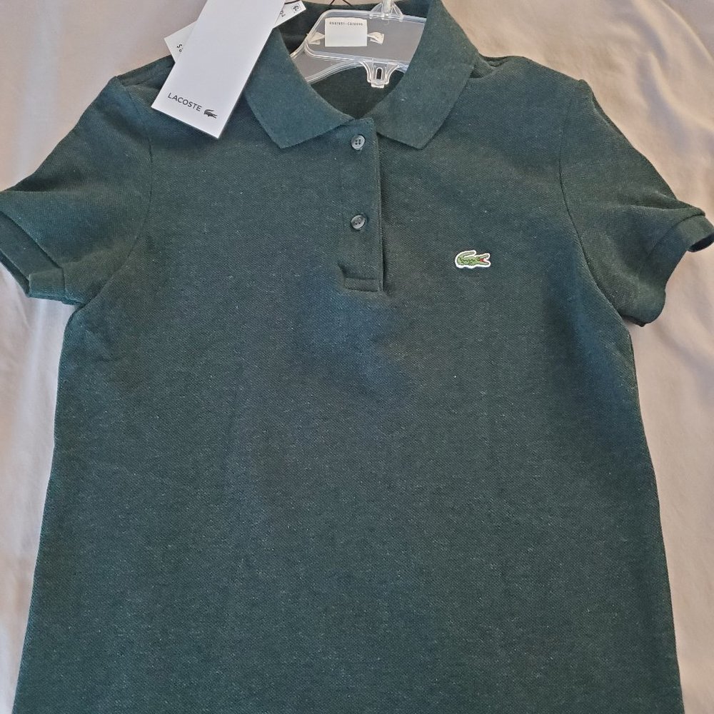 Lacoste Short Sleeve Polo Shirt, Forest Green, Sz 34